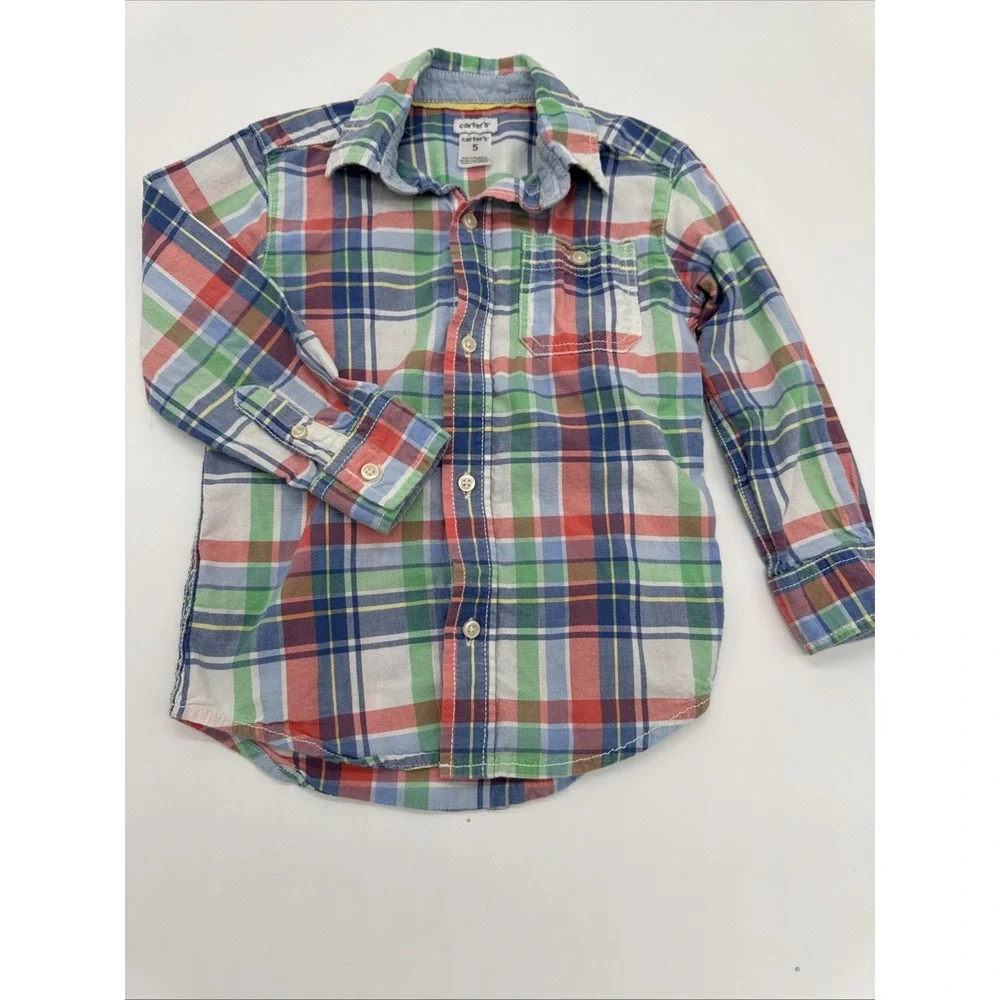 Carters 5 Pastel Button Down- Easter Style‎ Pastel Long Sleeve Boys